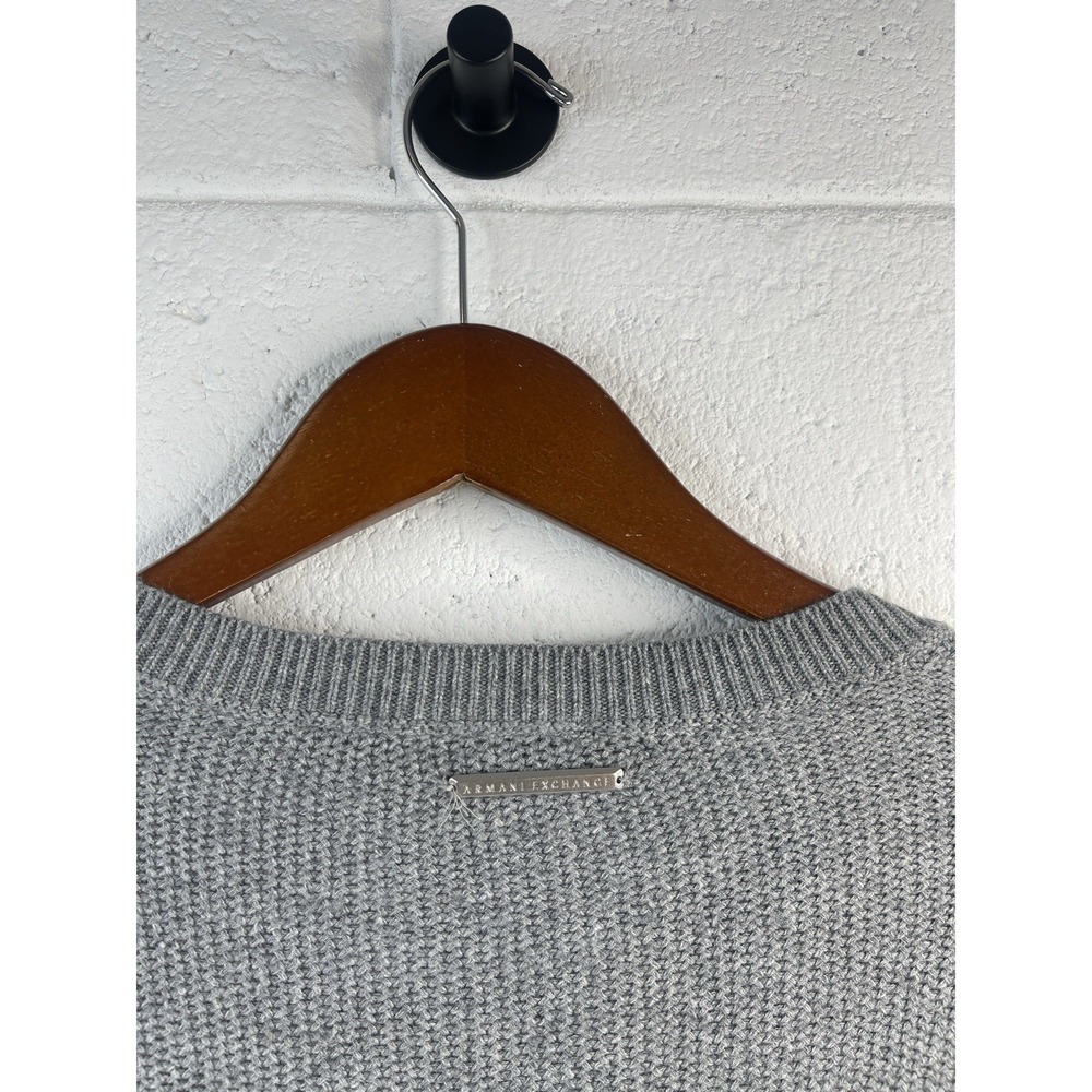 Armani Exchange Men's Sweater Knit Pull Over Gray Gradient Stripe Pattern Size M - Picture 7 of 8